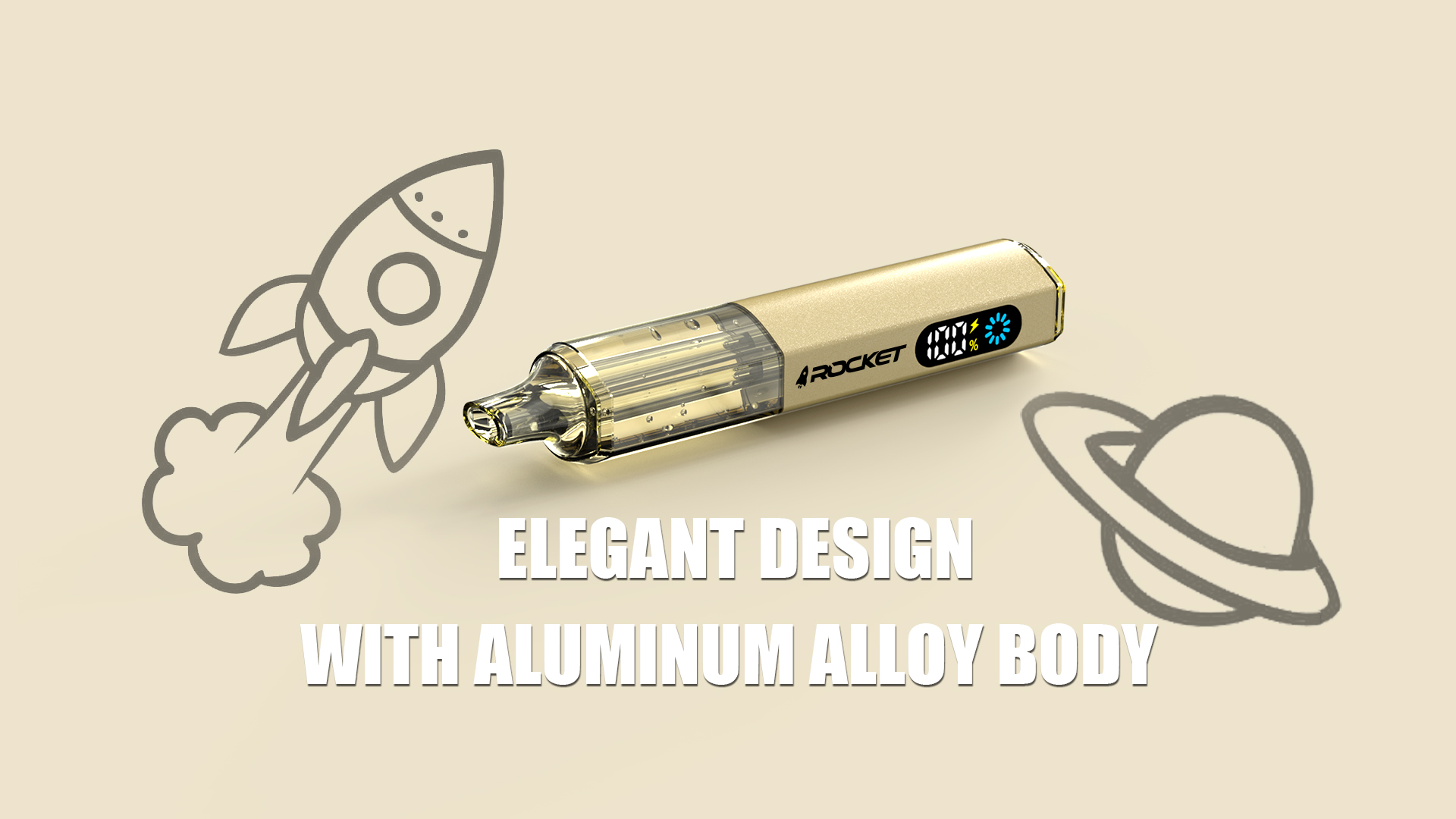 Gold ROCKET 12000 — elegant design with aluminum alloy body