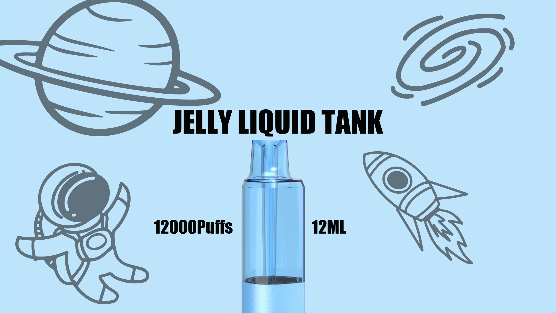 Jelly liquid tank close-up — 12000 puffs, 12 ml capacity