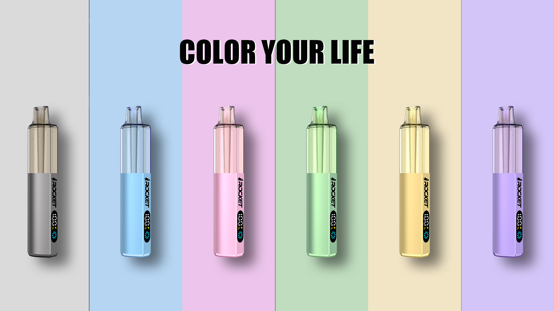 Six ROCKET 12000 colorways side by side — color your life